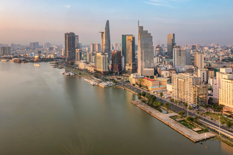 Top View Aerial Photo From Flying Drone Of A Ho Chi Minh City Wi