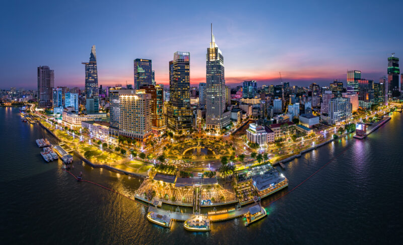 Sunset On Ho Chi Minh City Center, Vietnam. Photo Taken On May