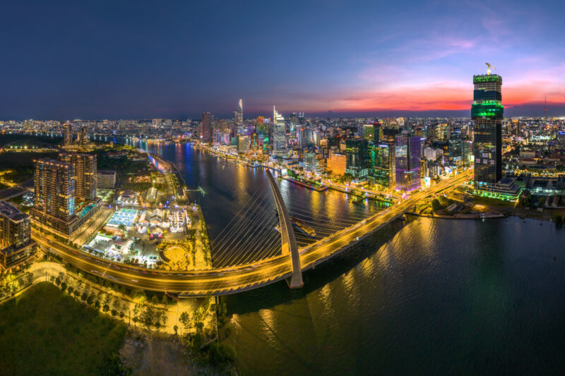 Sunset On Ho Chi Minh City Center, Vietnam. Photo Taken On May