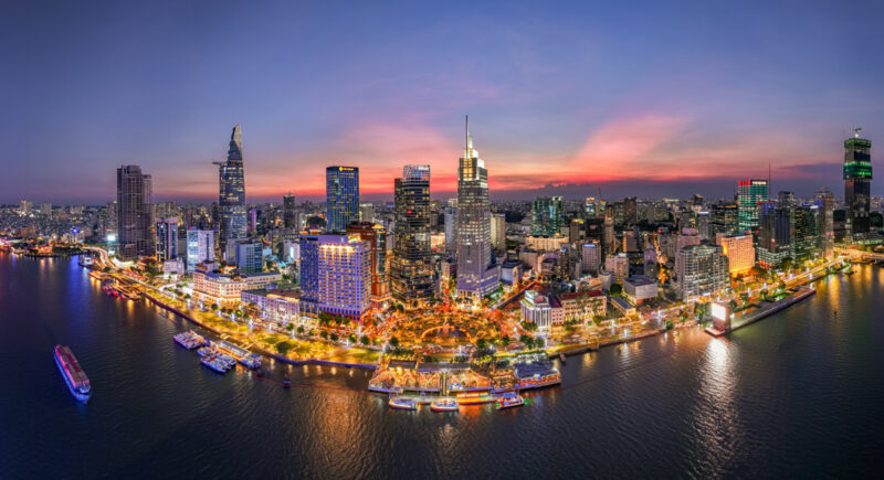 Sunset On Ho Chi Minh City Center, Vietnam. Photo Taken On May