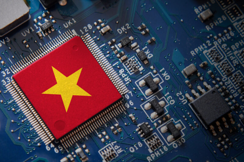 Integrated Semiconductor Microchip With Vietnam Flag