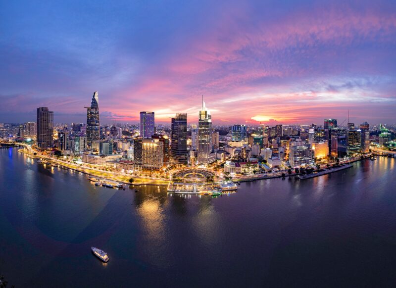 Sunset On Saigon Riverside, Ho Chi Minh City Vietnam. Photo Taken On June, 2023.