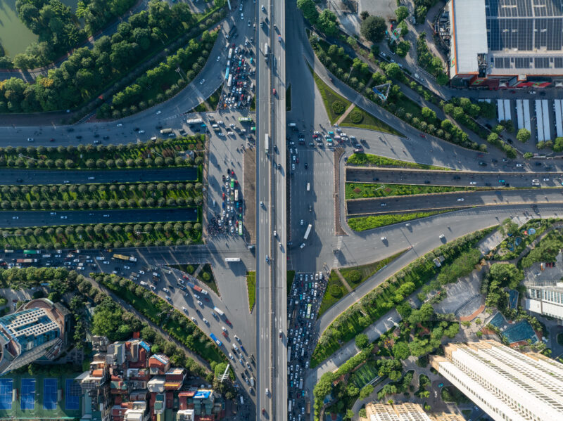 Aerial View Of Hanoi City In Beautiful Day, Modern City Skyline.