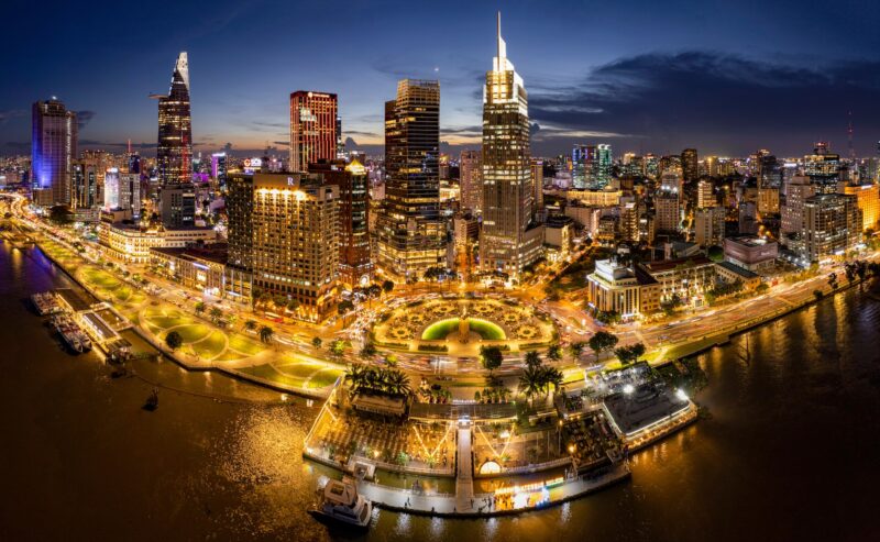 Saigon By Night, Ho Chi Minh City, Vietnam. Photo Taken On May 2023